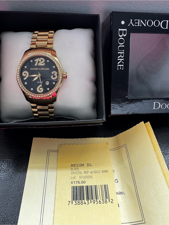 Dooney & Bourke Accessories - Vintage Dooney & Bourke Gold Tone Watch with Black Mother-of-Pearl Dial